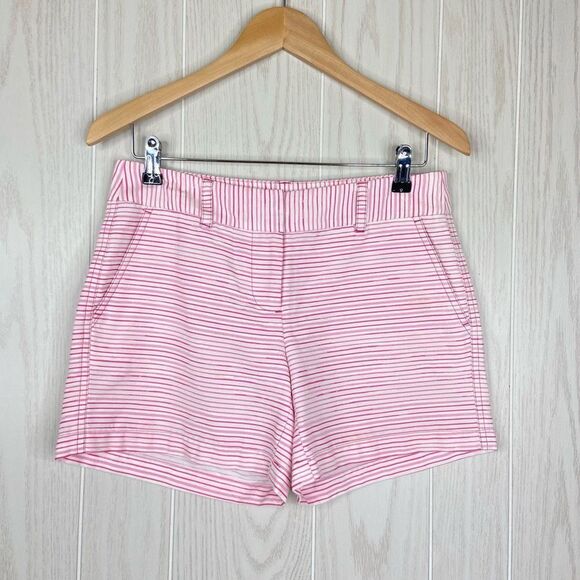 Vineyard Vines Women's Shorts Classic Mid-Rise Striped Pink And White Size 2 - Picture 1 of 9